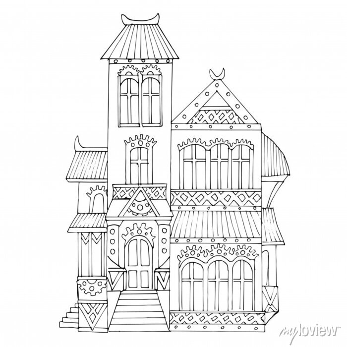 Vector illustration of a steampunk house victorian