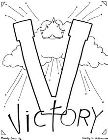 V is for victory bible alphabet coloring page