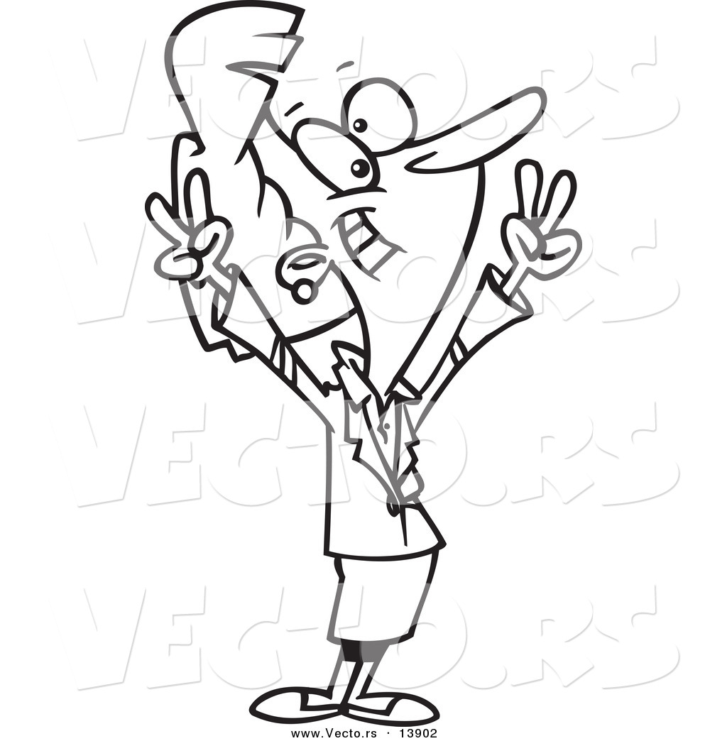 R of a cartoon victorious businesswoman gesturing with her hands