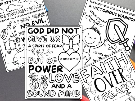 Faith over fear bible coloring pages for children coloring scripture pages christian kids printable faith printable for children