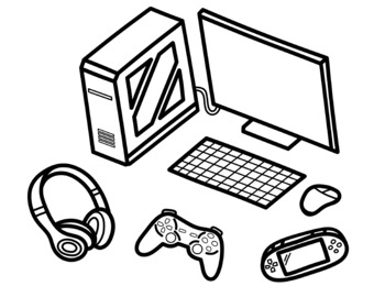 Putervideo game themed coloring page by special elephants tpt