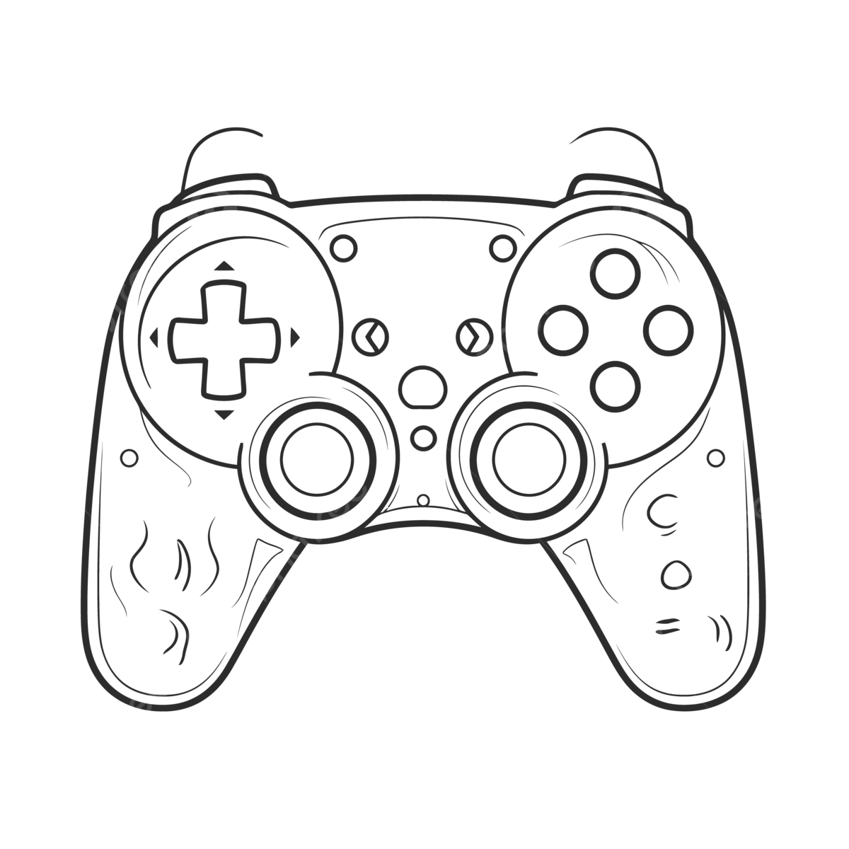 Coloring page featuring a video game controller with buttons outline sketch drawing vector wing drawing ring drawing controller drawing png and vector with transparent background for free download