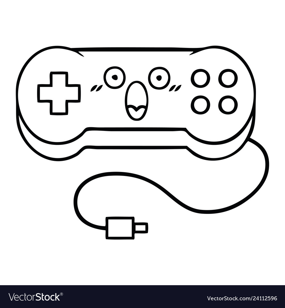 Line drawing cartoon game controller royalty free vector