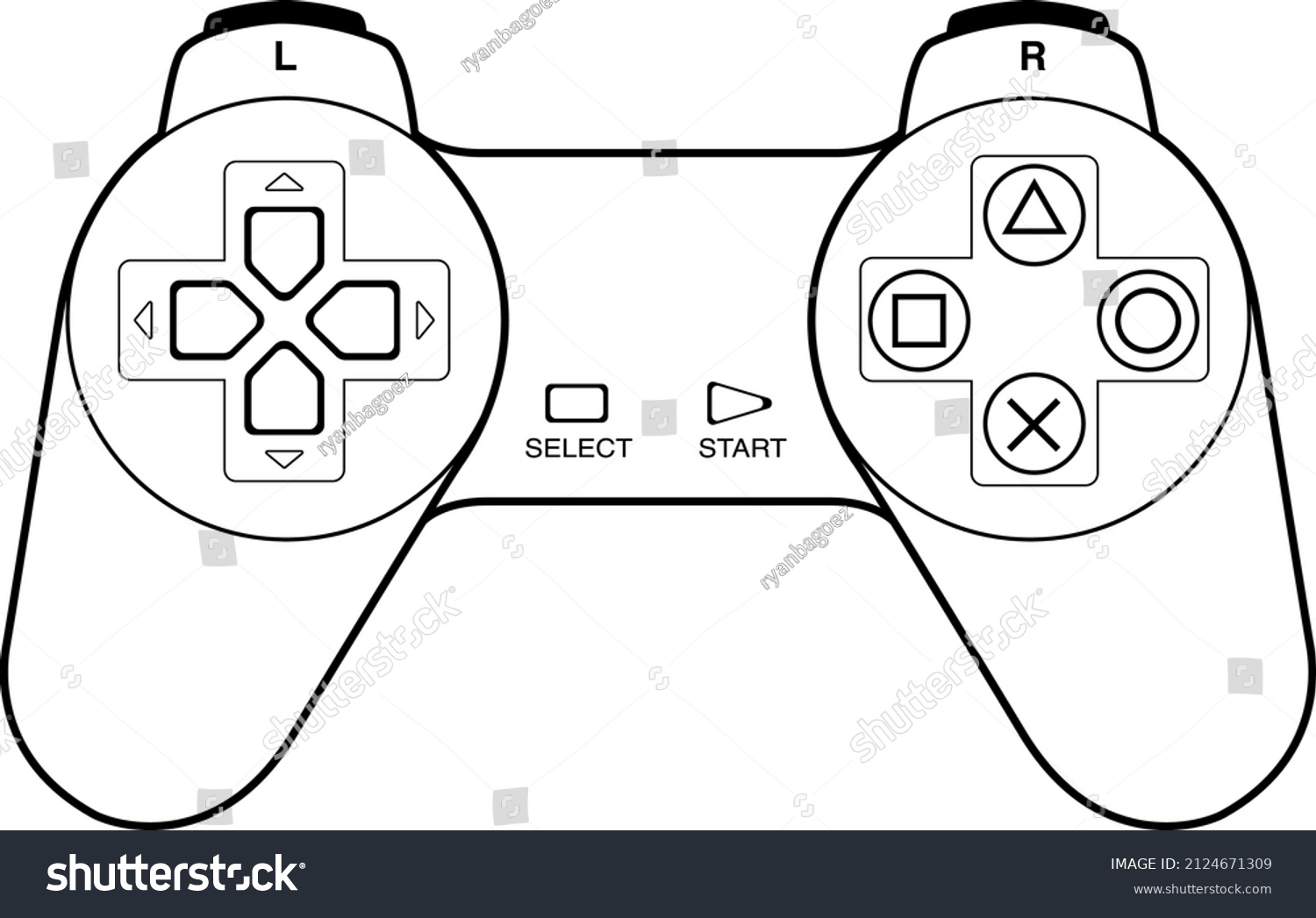 Simple outline game controller icon linear stock vector royalty free