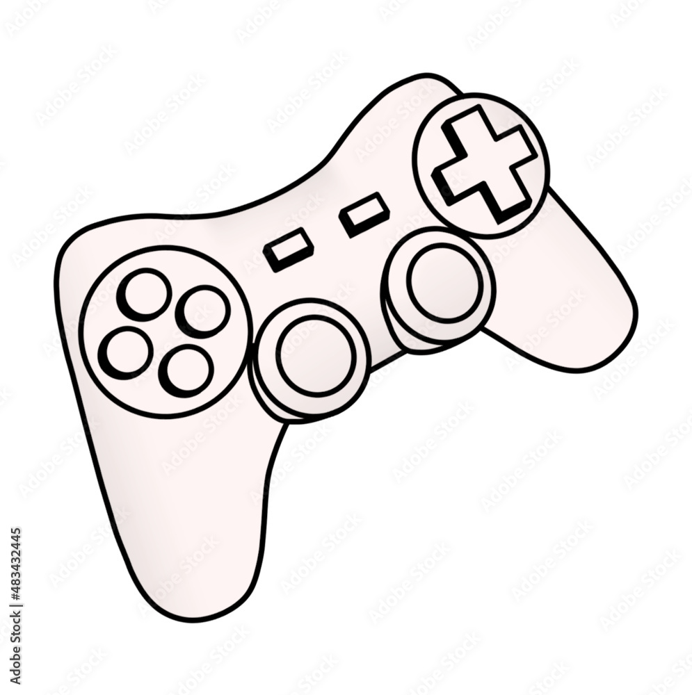 Gamepad for video games joystick vector drawing hand drawn game controller or game pad flying on white isolated background square vector