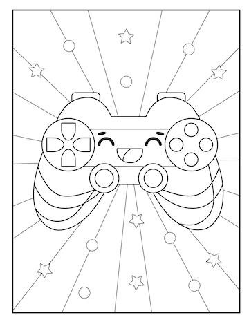 Premium vector kawaii game controller coloring page