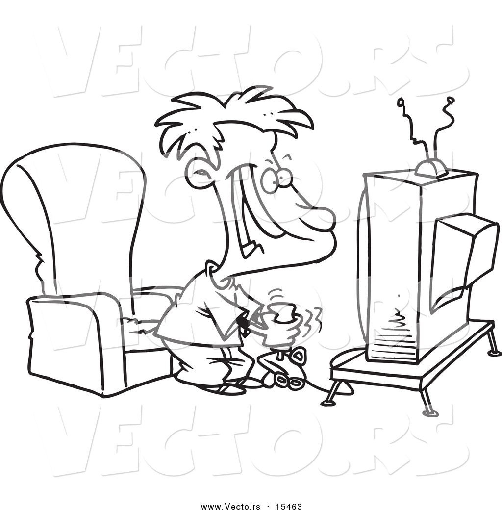R of a cartoon boy playing a video game with a joystick