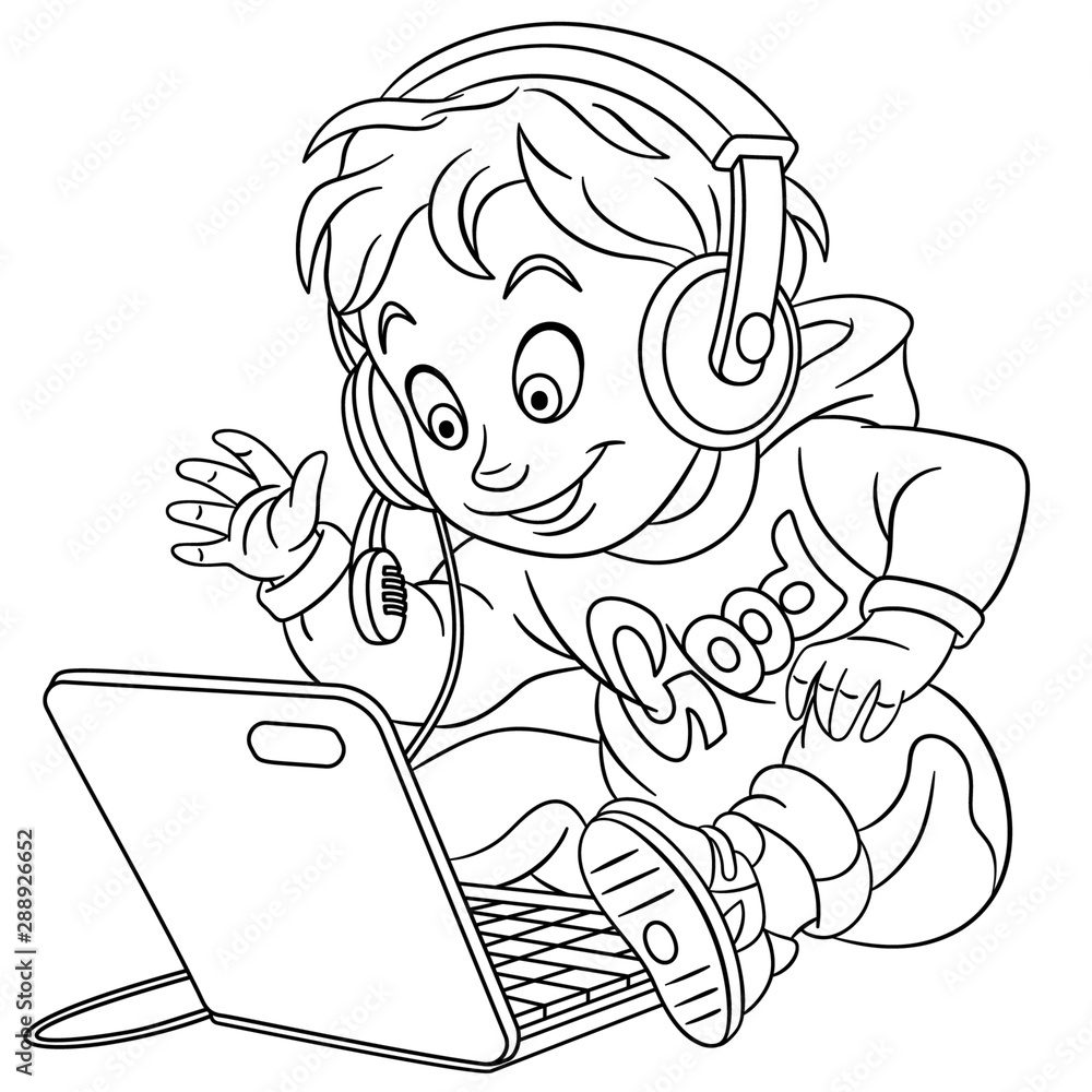 Coloring page with video cyber e
