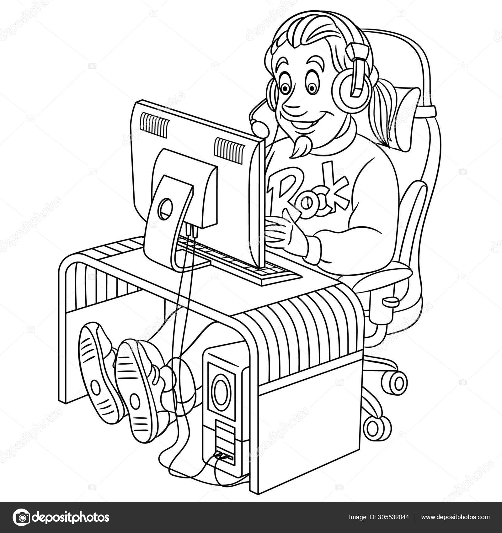 Coloring page with video cyber e