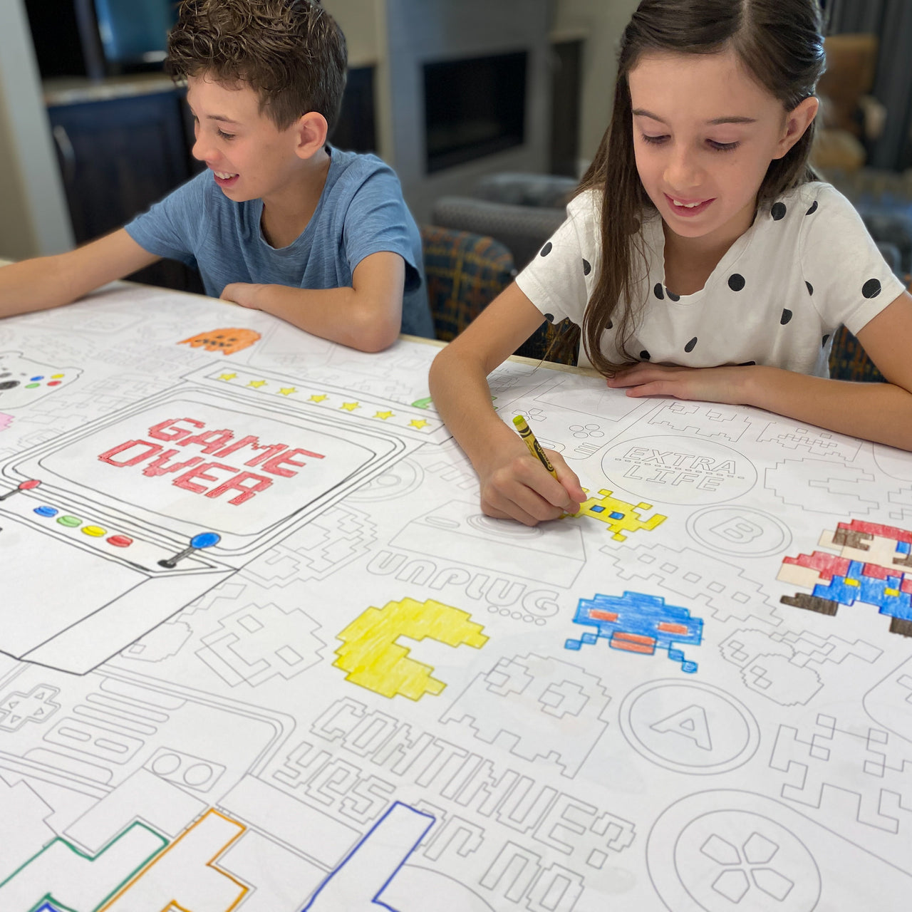 Video game table top coloring banner â