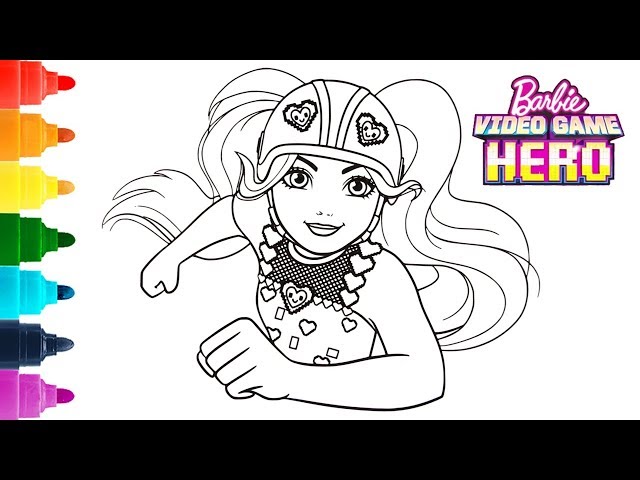 Barbie video game hero coloring pages hd