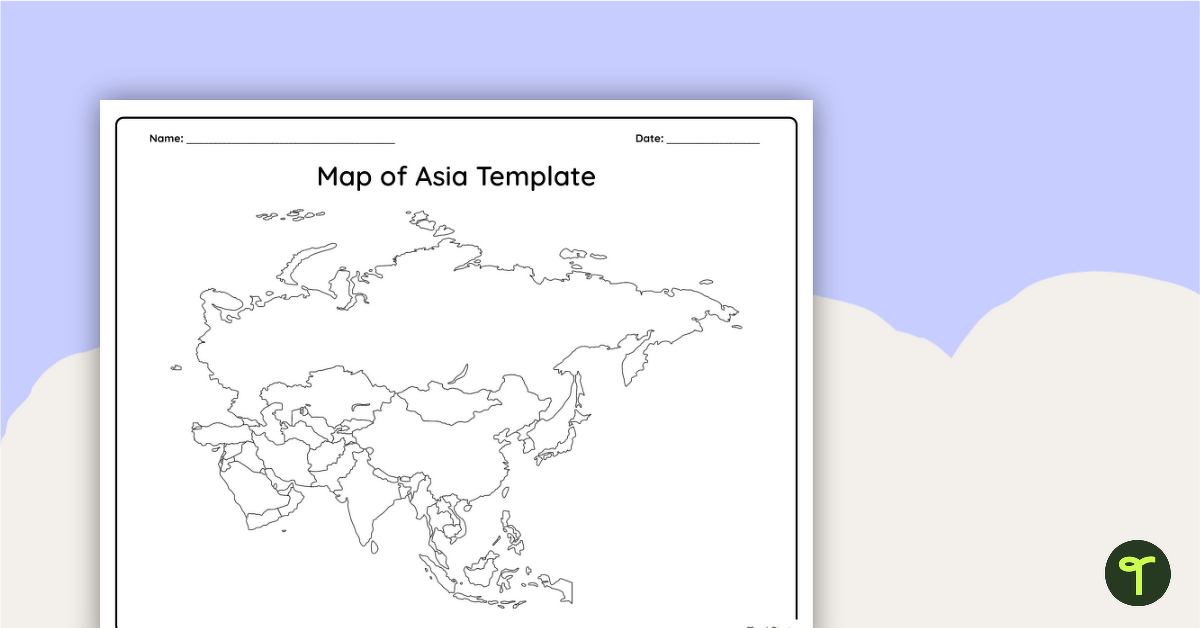 Blank map of asia teach starter