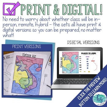 Vietnam war map activity print and digital by history gal tpt