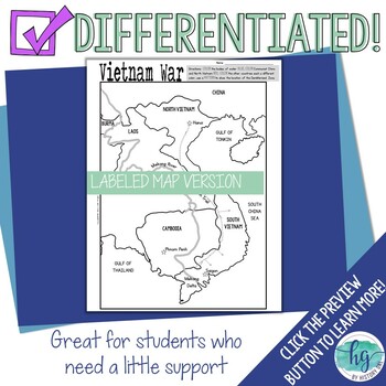 Vietnam war map activity print and digital by history gal tpt