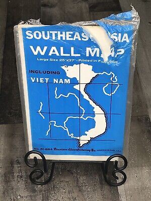 Vintage s dennison southeast asia vietnam wall map x full color