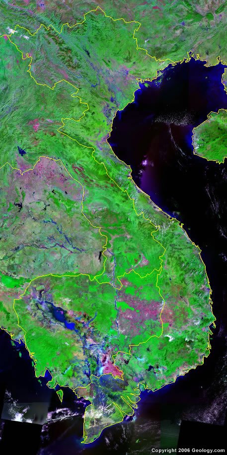 Vietnam map and satellite image