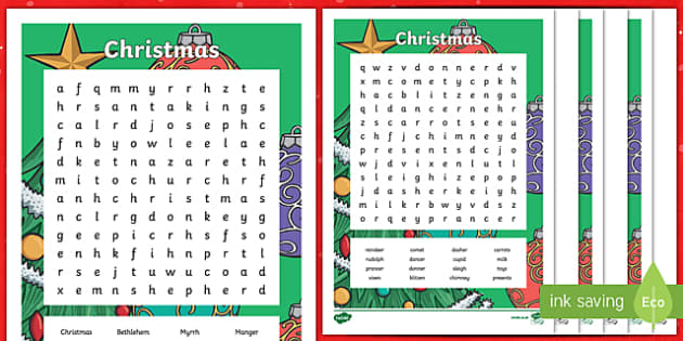 Free printable christmas word search hard medium easy