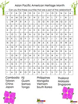 Asian pacific american heritage month activity word search heritage month american heritage heritage