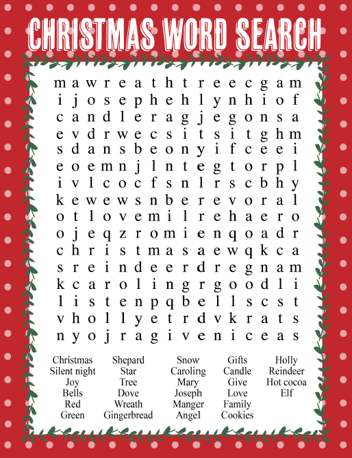 Christmas word search versions â so festive
