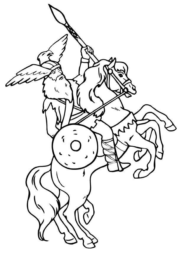 Viking coloring page viking on rearing horse