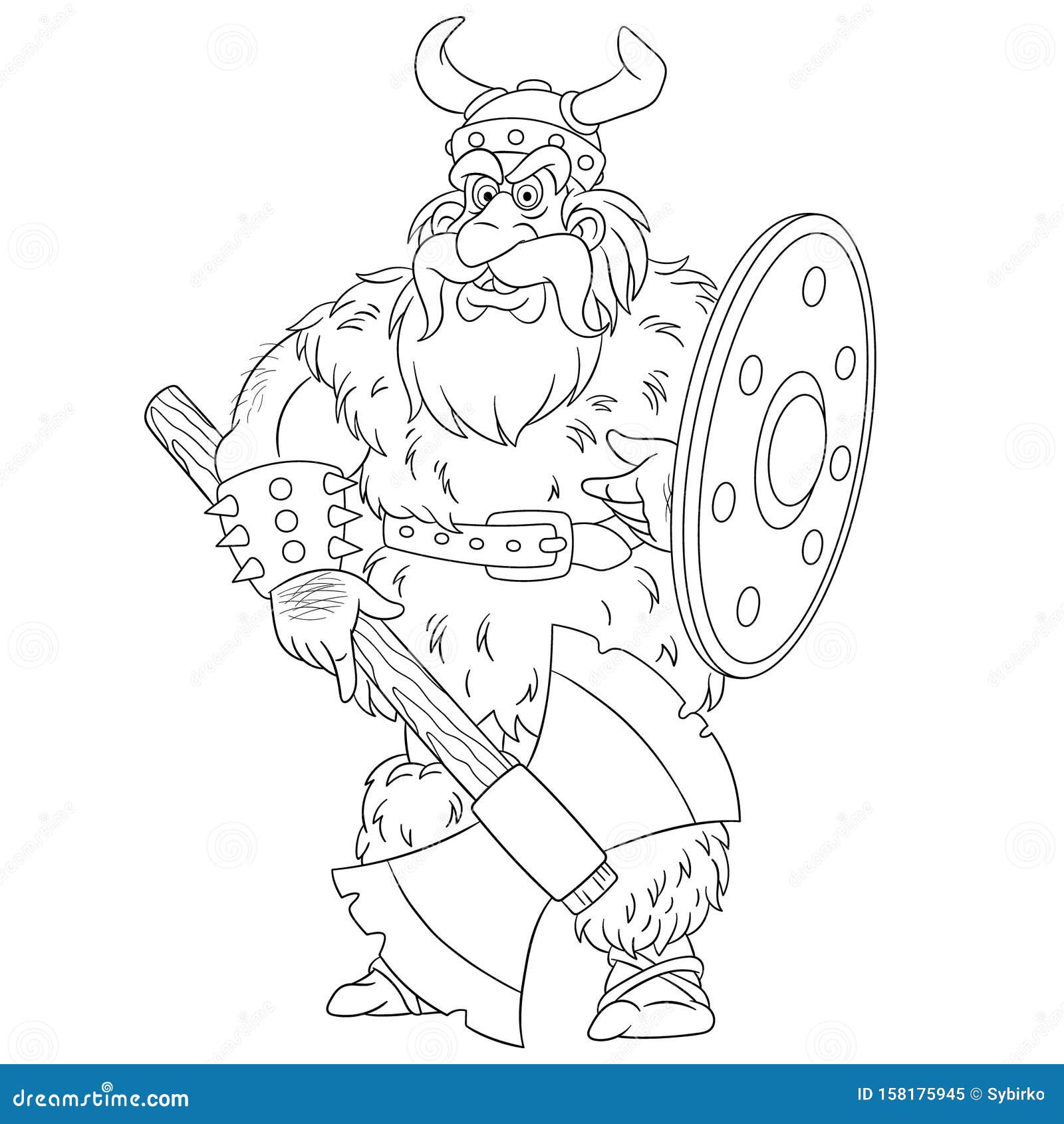 Coloring page with ancient viking warrior stock vector
