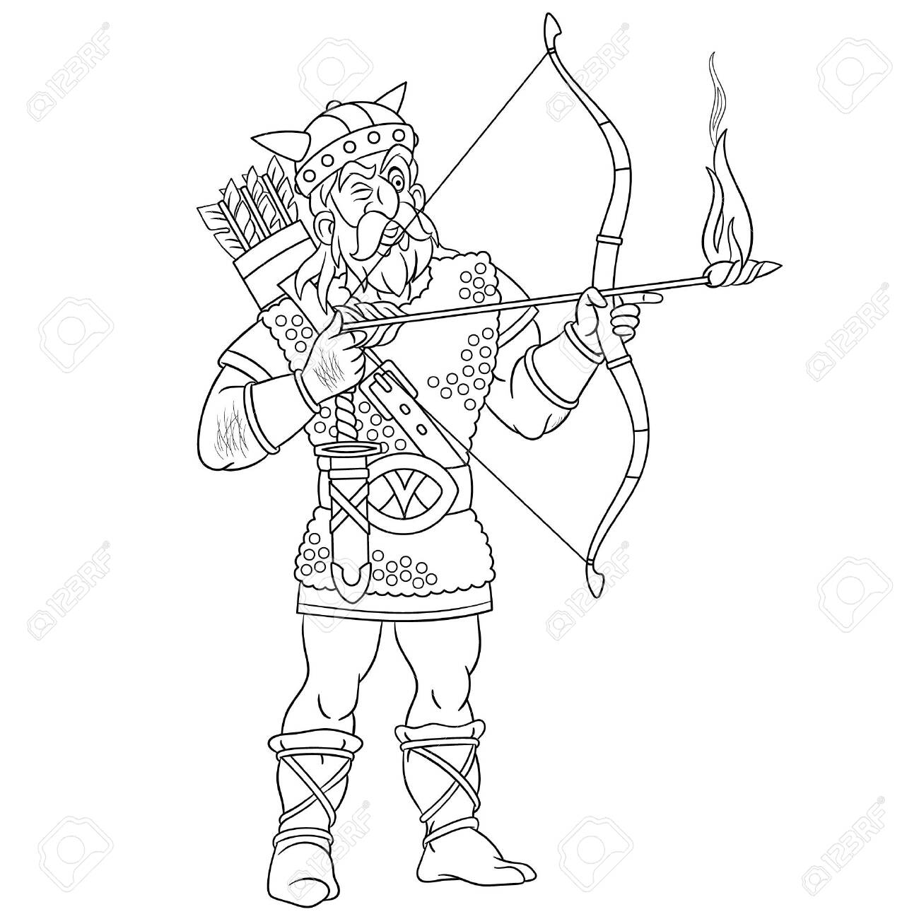 Coloring page cartoon viking scandinavian or roman warrior colouring picture childish design for kids coloring book about historical people royalty free svg cliparts vectors and stock illustration image