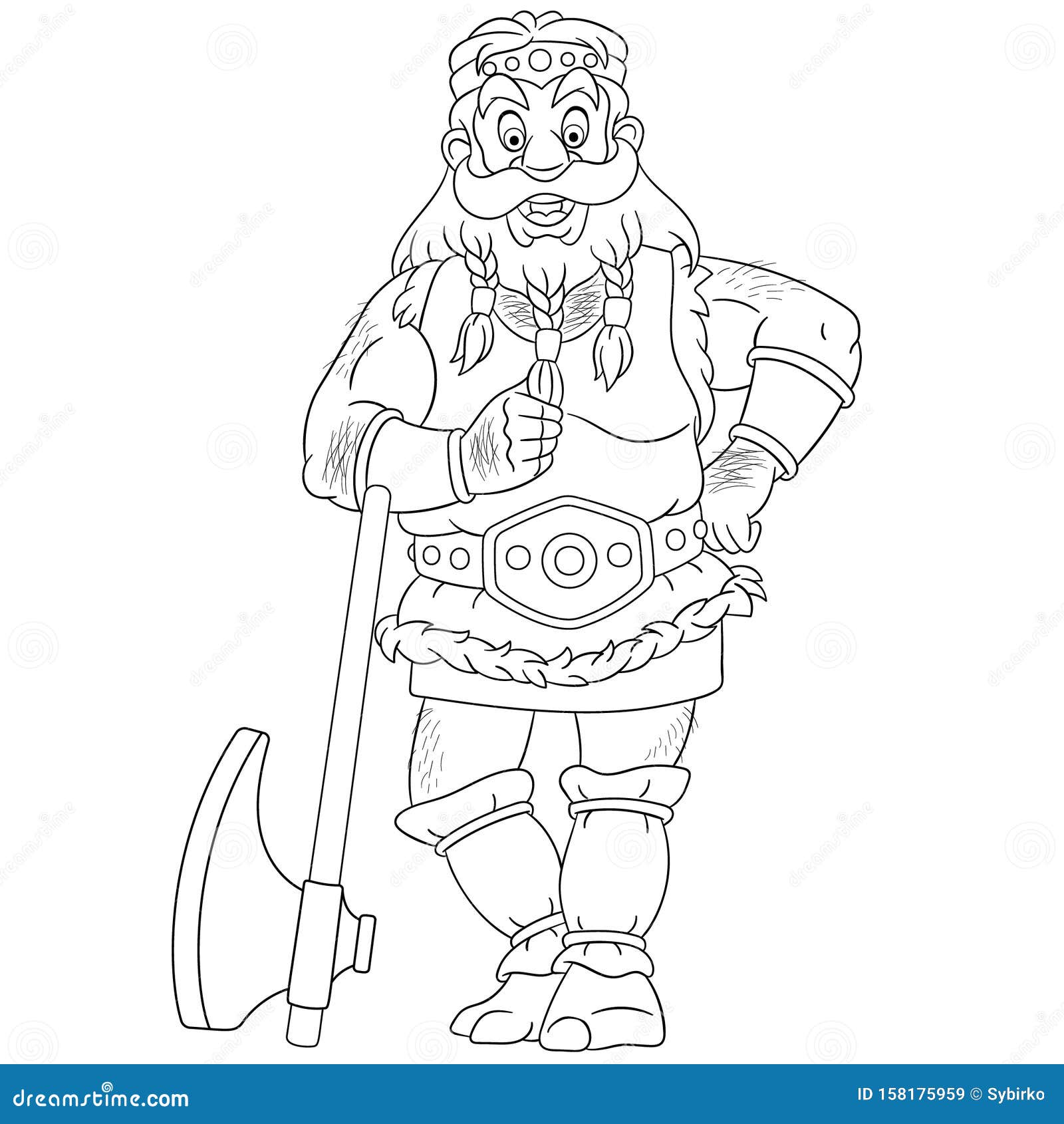 Coloring page with ancient viking warrior stock vector