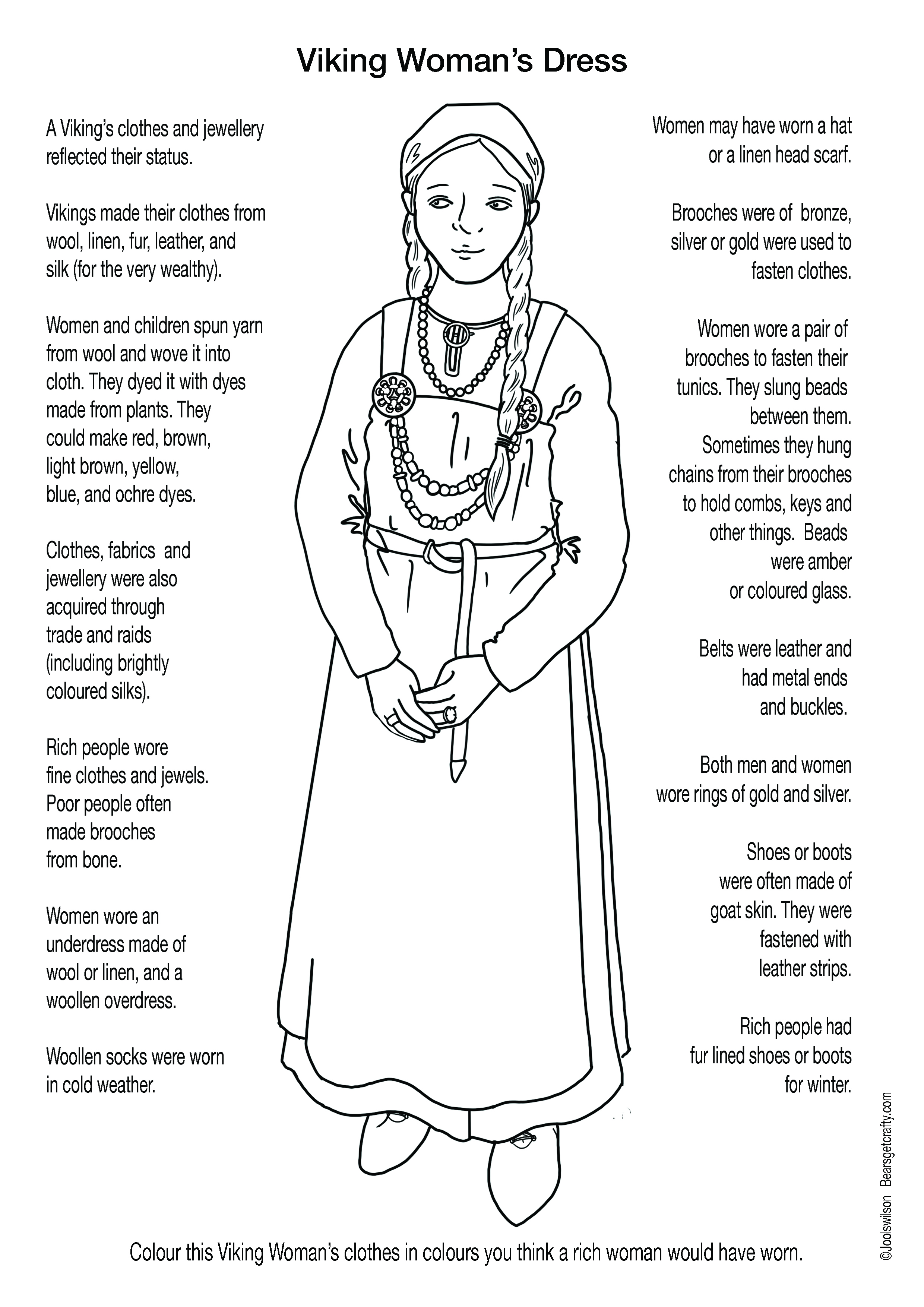 Viking woman colouring sheet â jools wilson