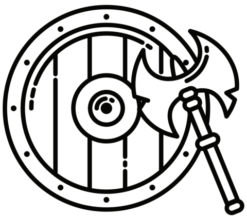Viking shield and axe coloring page free printable coloring pages