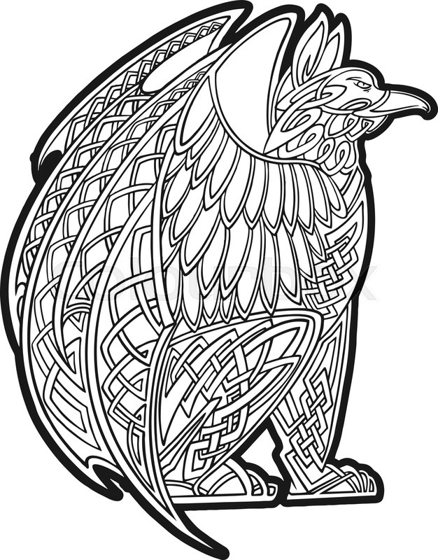 Feathers valor viking bird insignia logo outline stock vector