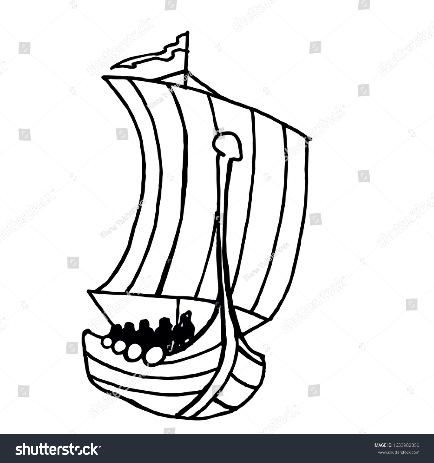 Marine coloring book antistress ships vikings stock vector royalty free