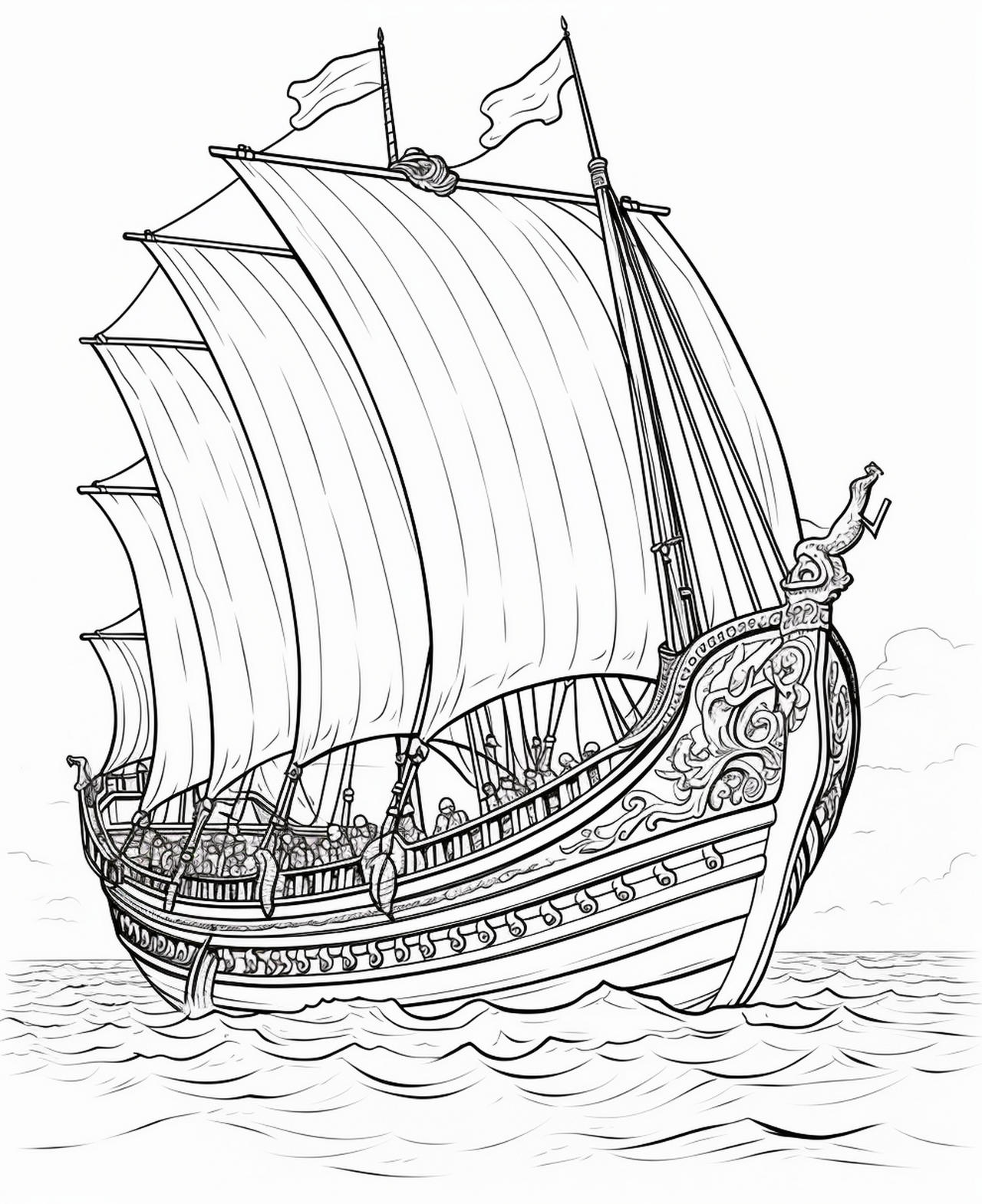 Viking warships coloring pages by coloringbooksart on