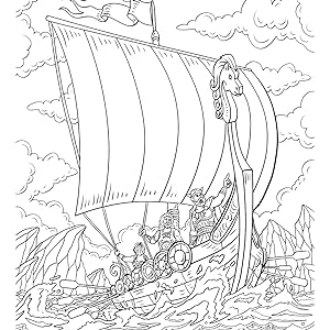 Viking loring book norse mythology gods and goddess berserkers viking battles shield maidens boats and villages adult loring pages mythical fantasies books