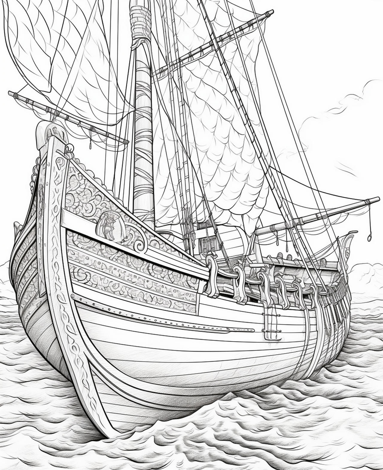 Viking warships coloring pages by coloringbooksart on