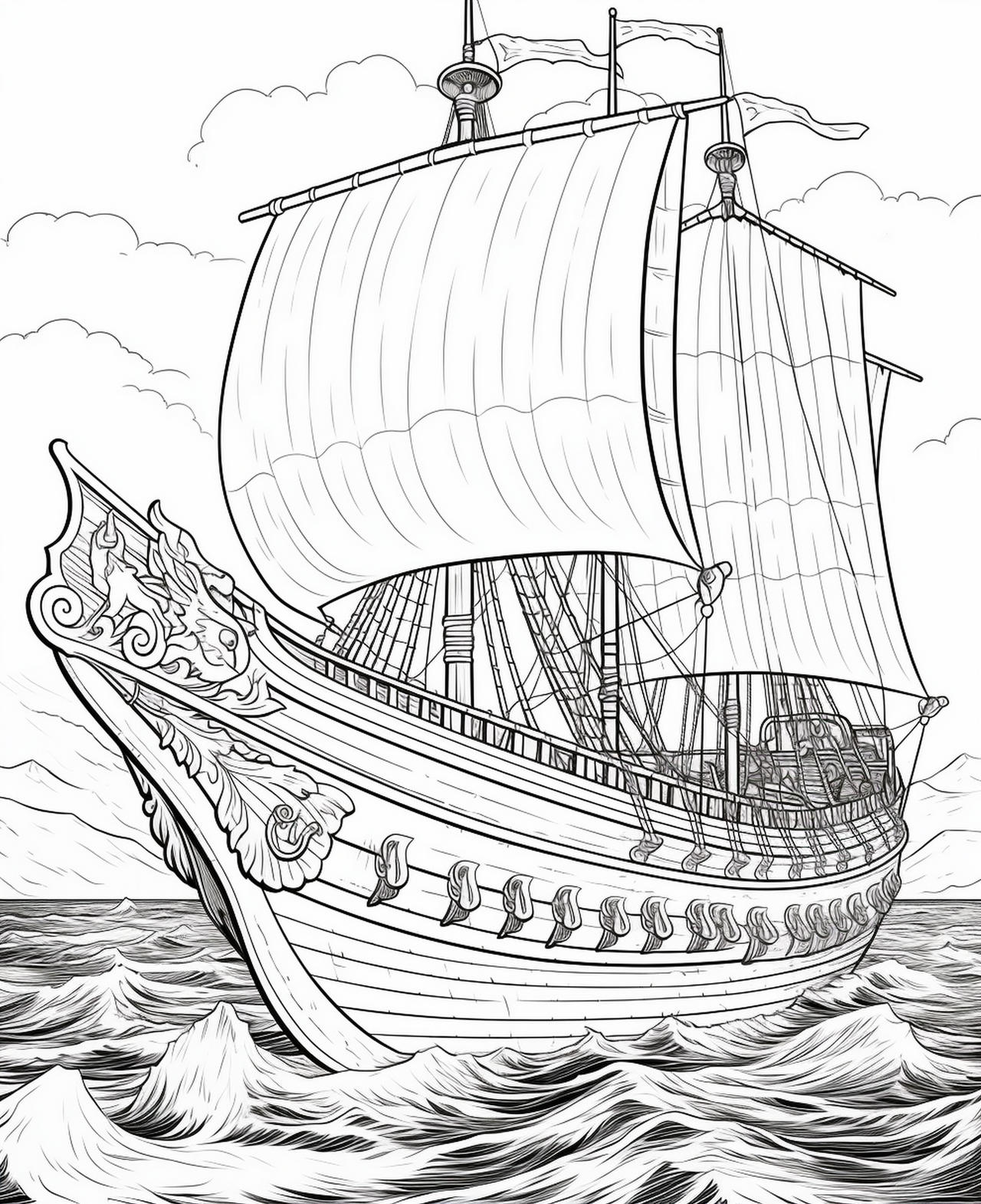 Viking warships coloring pages by coloringbooksart on