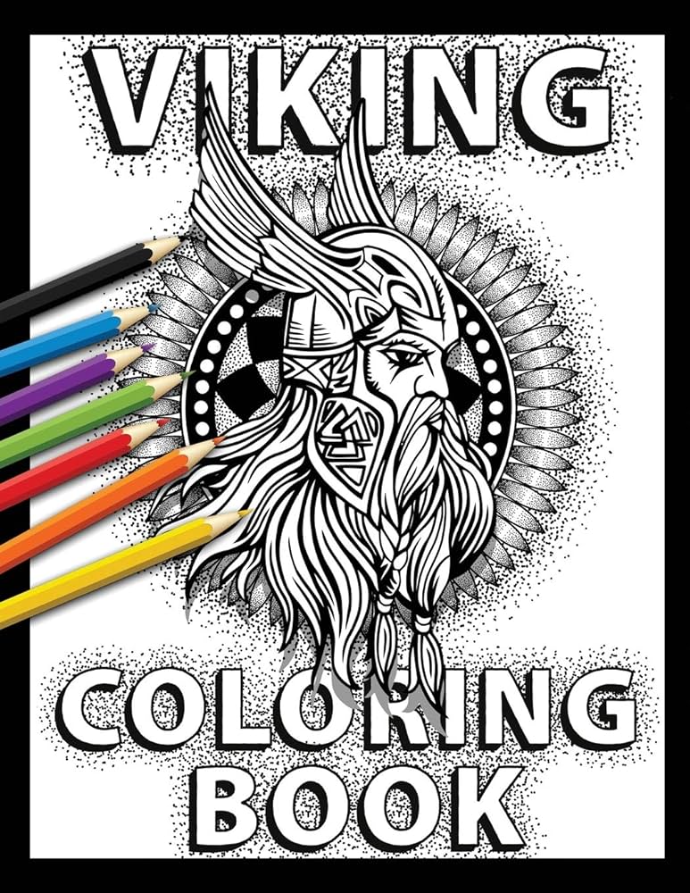 Viking coloring book celtic norse warriors berserkers shield maidens dragon boats and more to color books infinity viking books