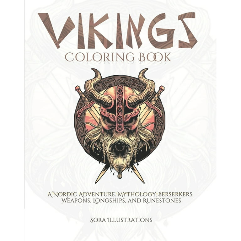 Historic coloring vikings coloring book a nordic adventure mythology berserkers weapons longships and runestones series paperback