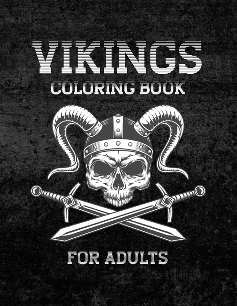 Vikings coloring book for adults coloring sheets with norse mythology illustrations warriors berserkers skulls shields and spears lund heidi books