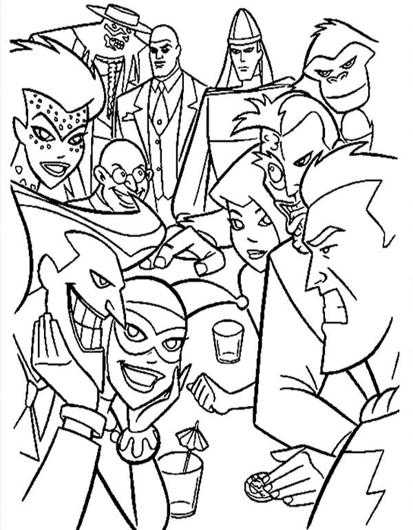 Batman vs villains in super hero squad coloring page