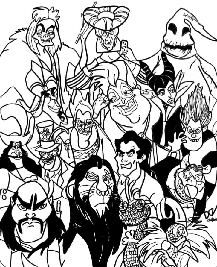 All disney villains coloring page