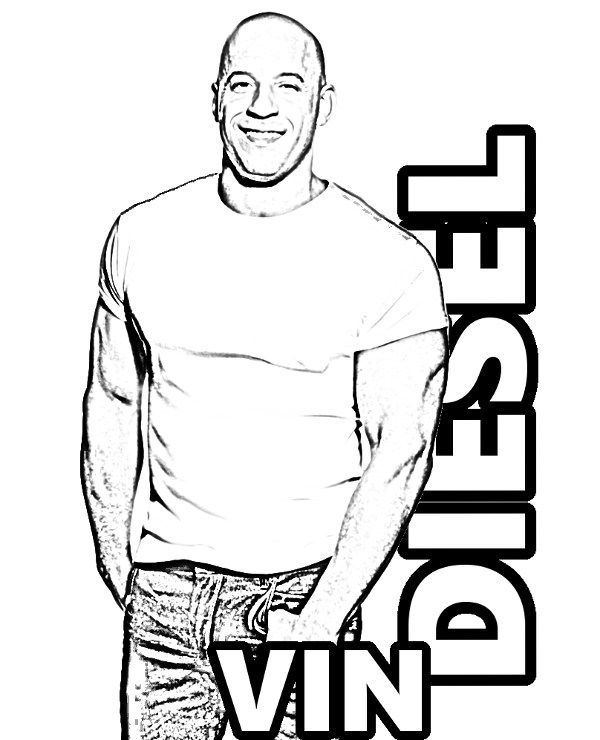 Vin diesel free picture for coloring vindiesel actor coloringpage vin diesel coloring pages adult coloring books swear