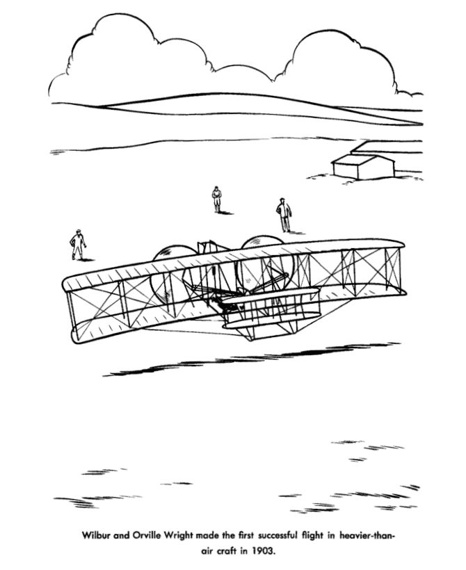 Wright brothers flight coloring sheet