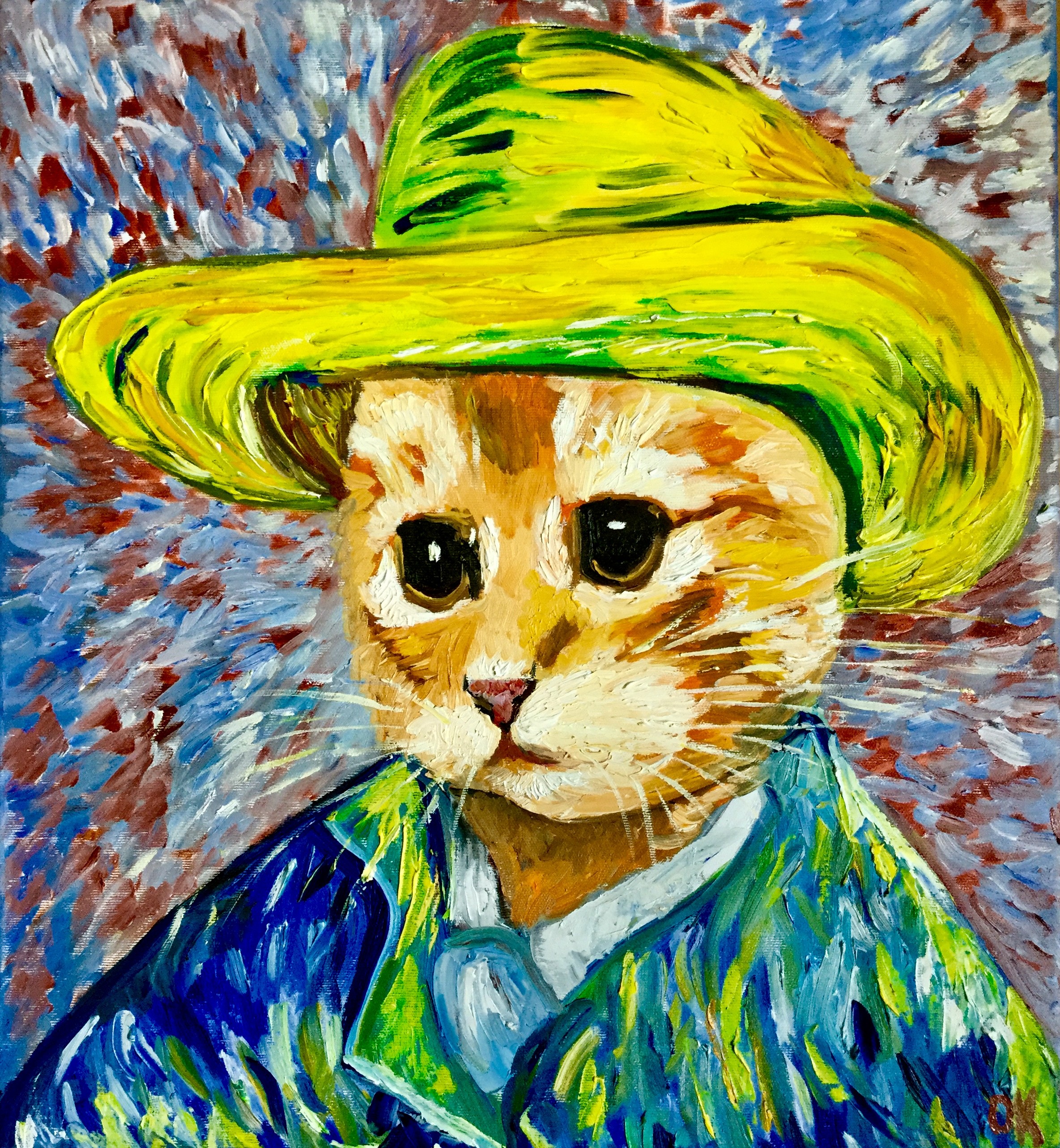 Pensive cat la vincent van gogh by olga koval