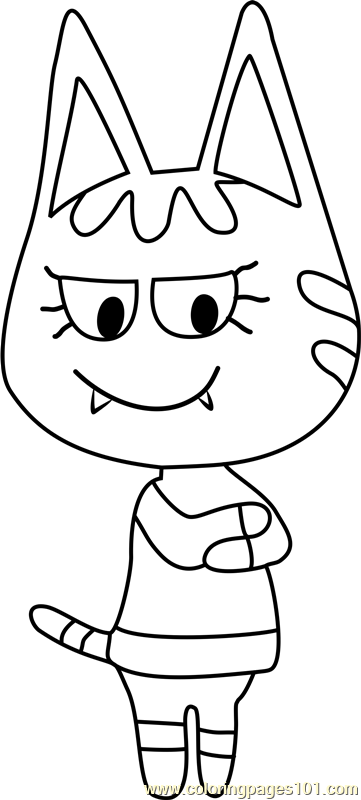 Katt animal crossing coloring page for kids