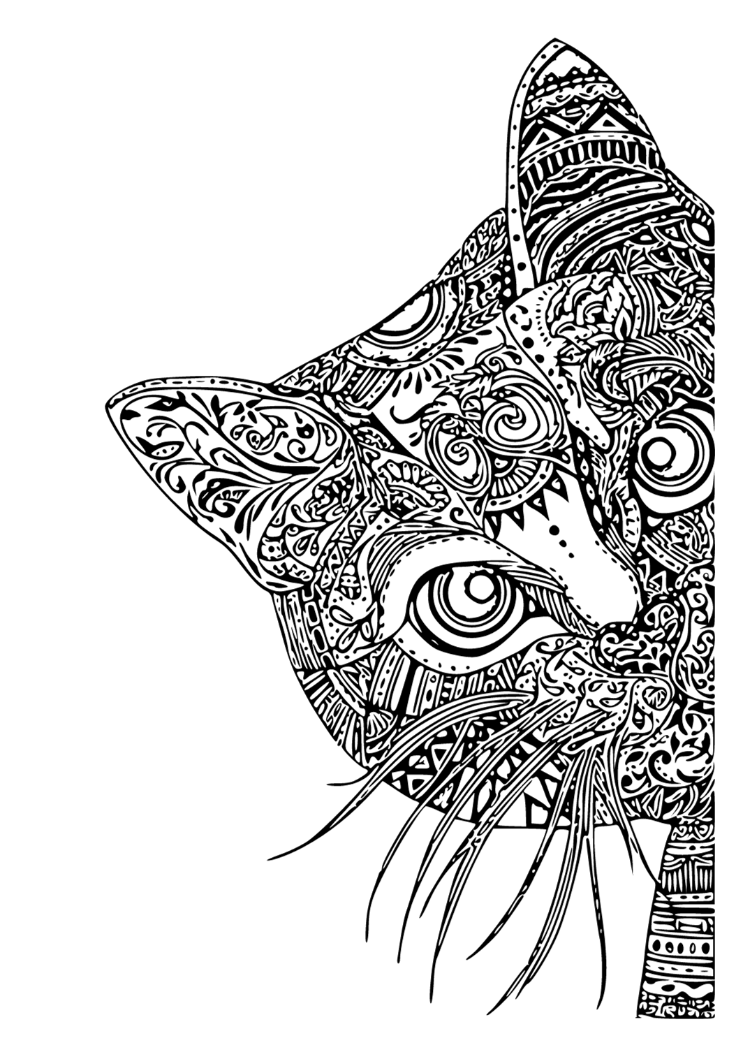 Gratis mãlarbild invecklad katt att skriva ut fãr vuxna och barn