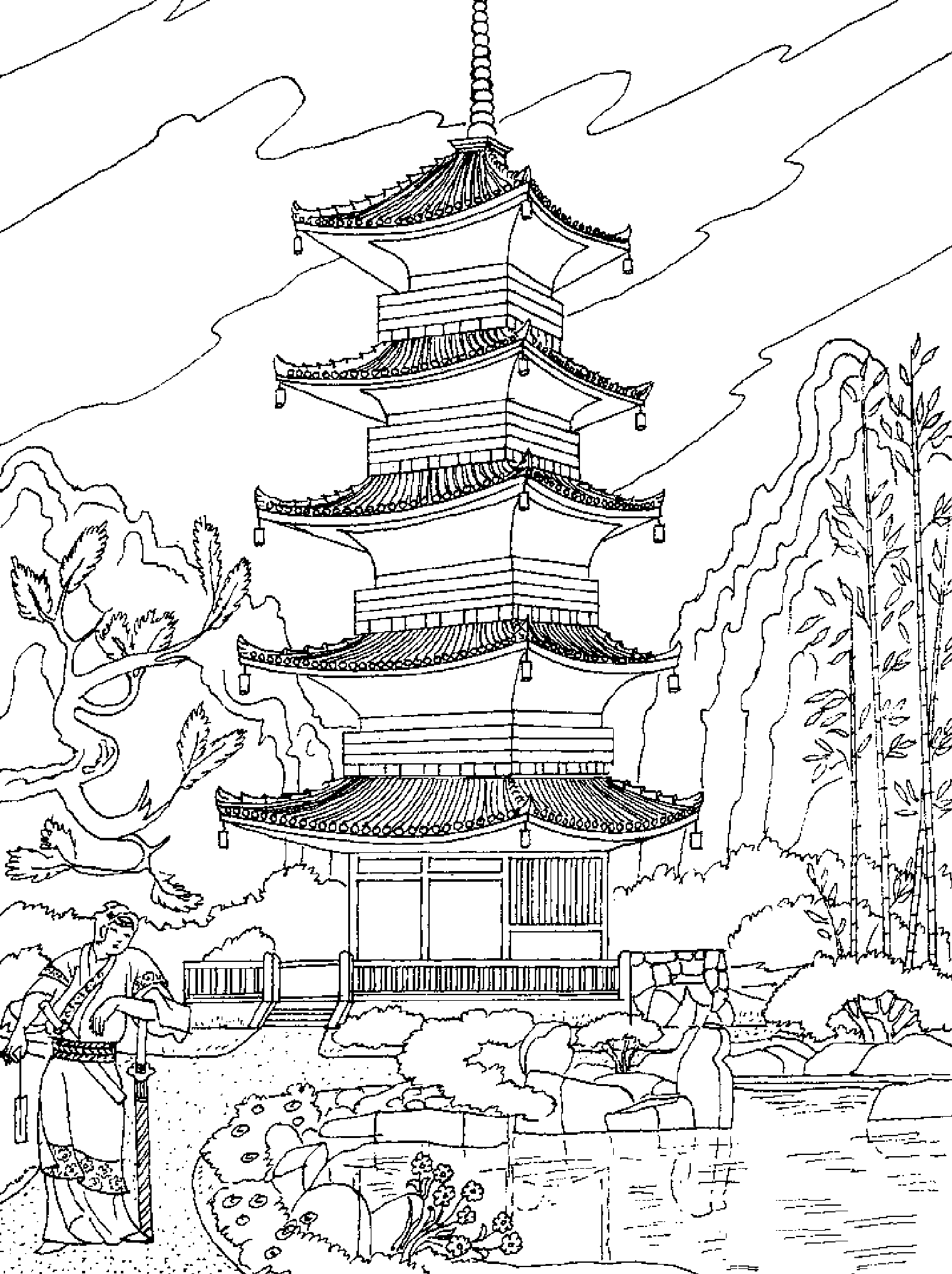 Adullte temple chinois coloring pages to print free coloring pages coloring pages