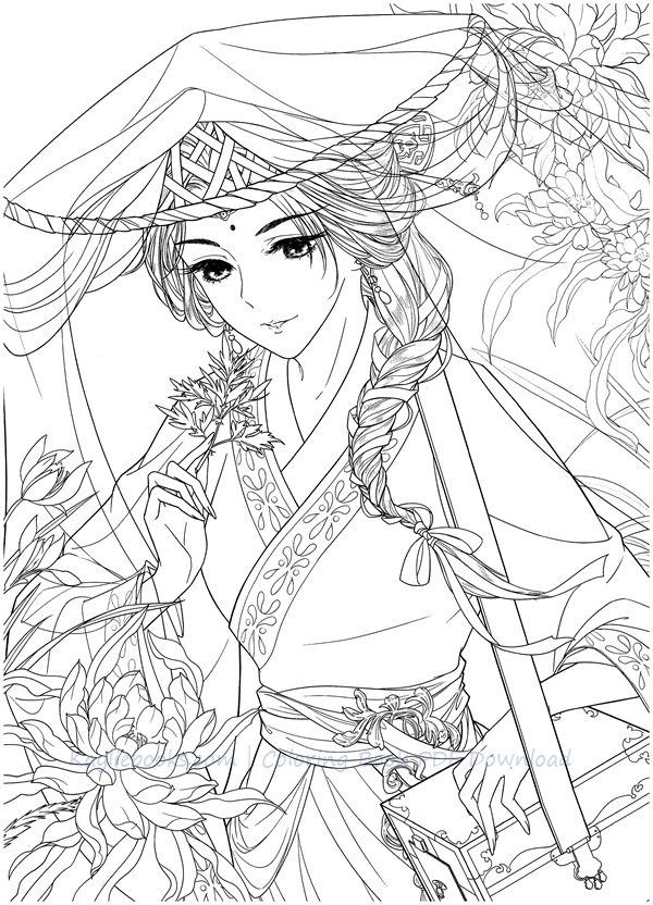 Classic chinese portrait coloring book vol â traditional chinese costume by dadacat â