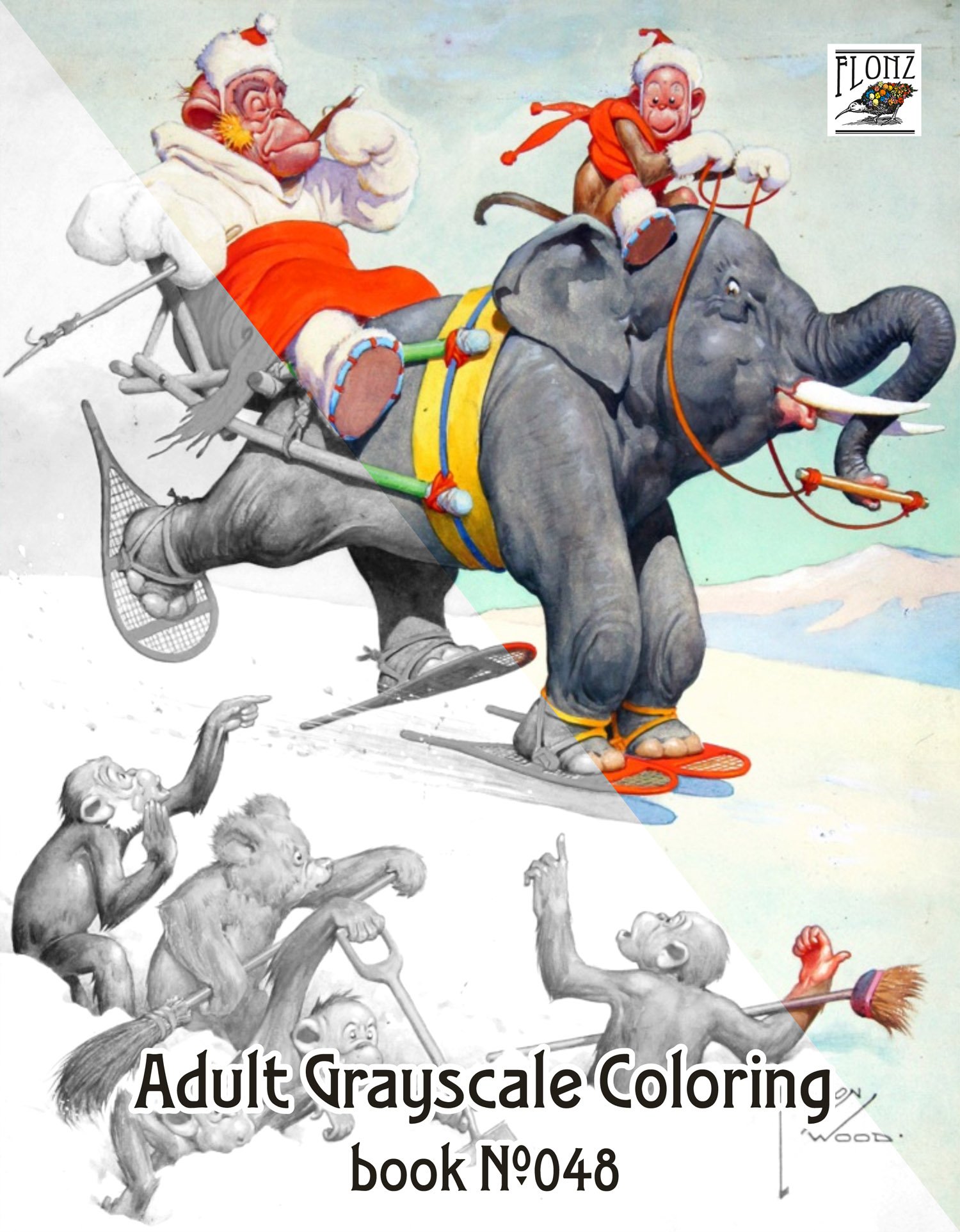 Adult loring book pages magazine size lawson wood cute monkey cartoons flonz vintage designs for grayscale loring home kitchen