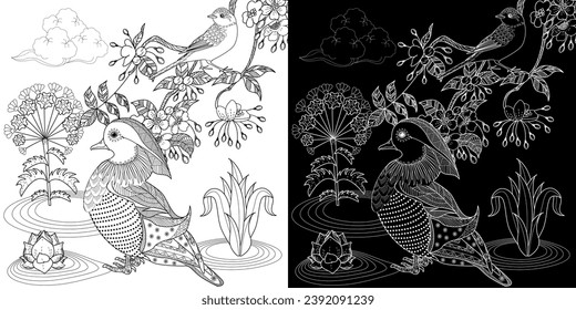 Thousand coloring page swan royalty