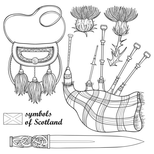 Drawing of bagpipes stock illustrations royalty